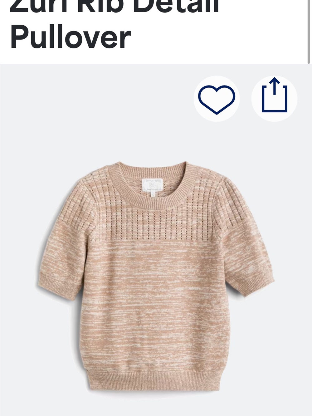 Absolutely Creative Worldwide Beige Marled Short-Sleeve Rib Knit Pullover